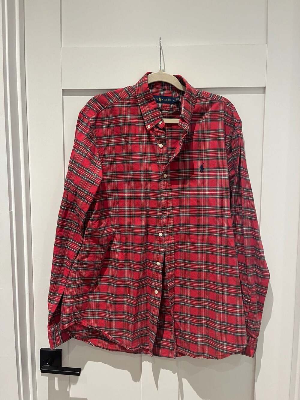 Ralph Lauren Red Plaid Button Down Shirt Classic Fit - Large